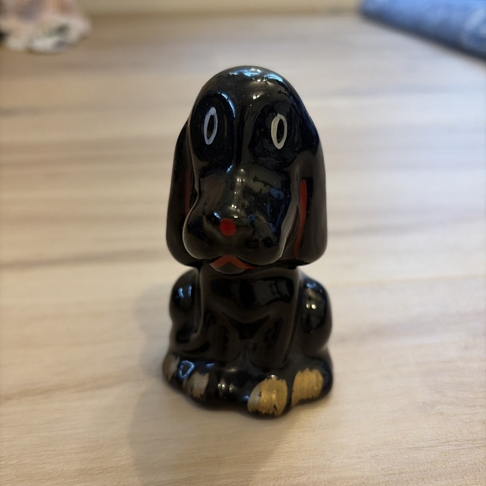 Vintage Japan Redware Labrador Retriever Dog Black 1960's